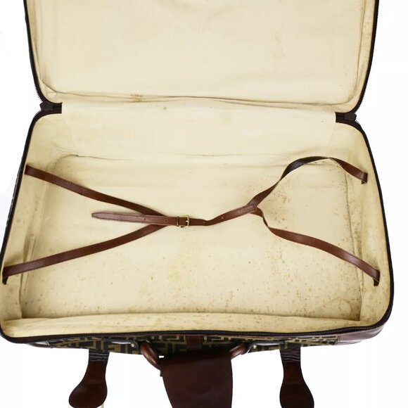 FENDI Logo Zucca Pattern Suitcase Travel Hand Bag Canvas Leather Brown 36YG733 - Picture 14 of 15